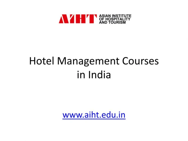 Hotel Management Courses in India