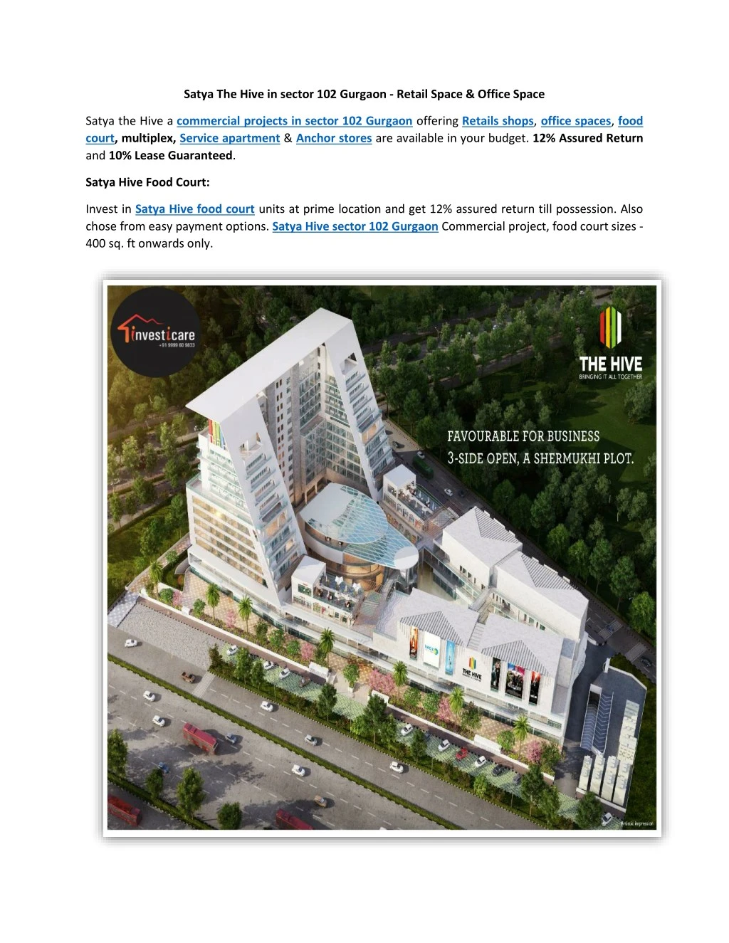 satya the hive in sector 102 gurgaon retail space