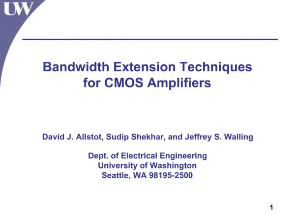 Bandwidth Extension Techniques for CMOS Amplifiers