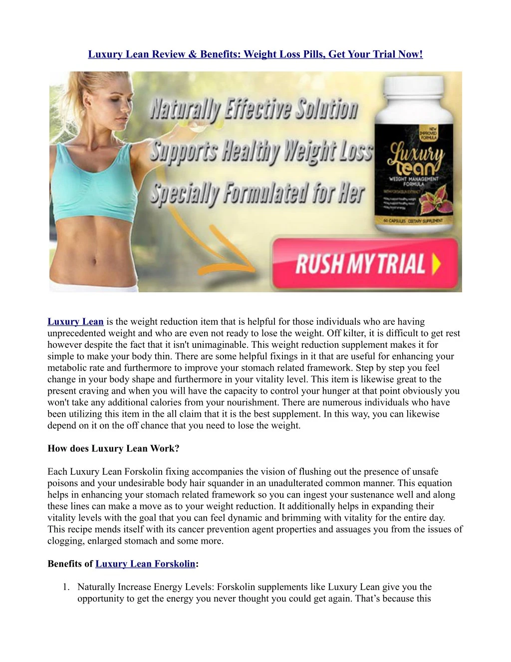luxury lean review benefits weight loss pills