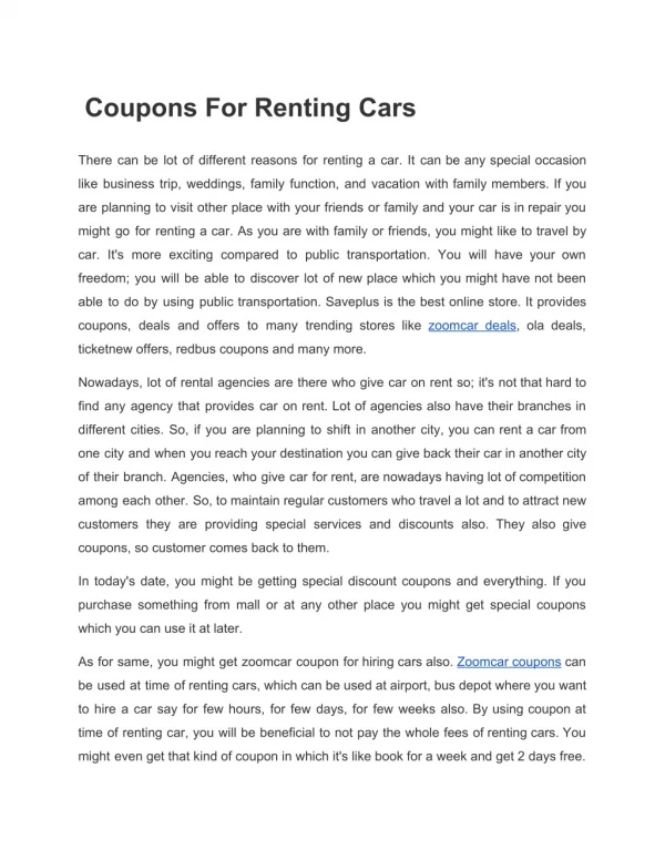 coupons for renting cars