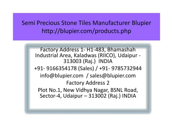 Semi Precious Stone Tiles Manufacturer Blupier