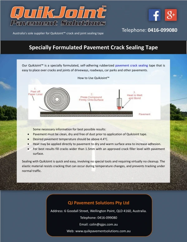 Specially Formulated Pavement Crack Sealing Tape