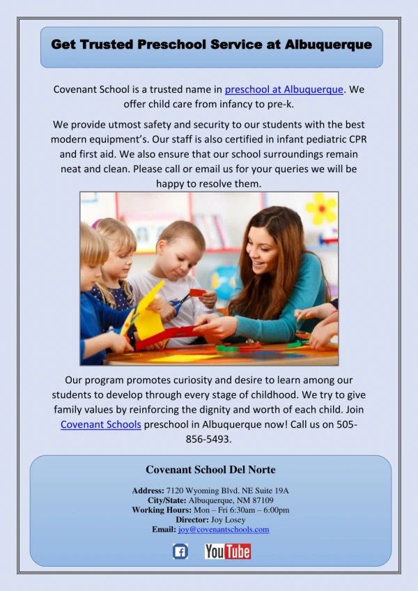 Get Trusted Preschool Service at Albuquerque