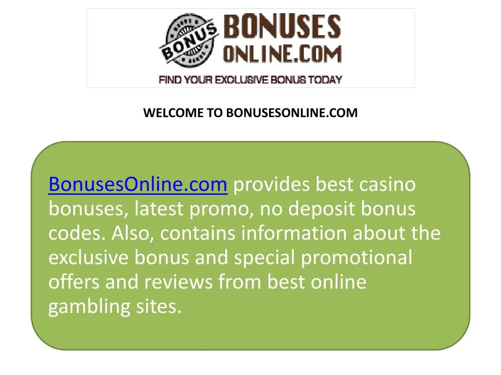 welcome to bonusesonline com