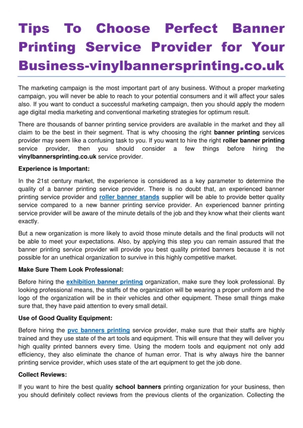 Tips To Choose Perfect Banner Printing Service Provider for Your Business-vinylbannersprinting.co.uk