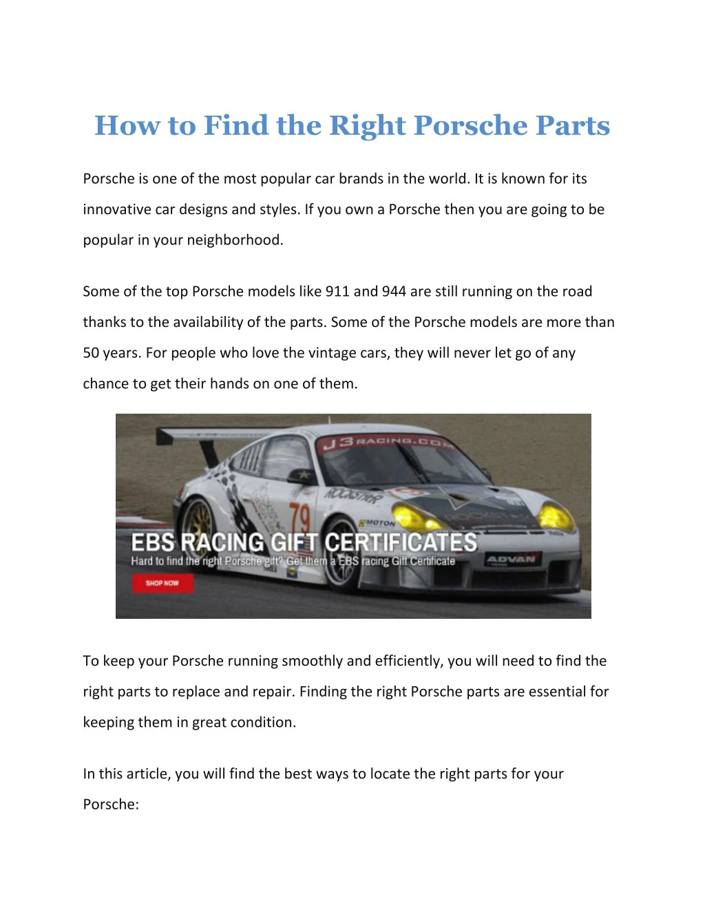 how to find the right porsche parts