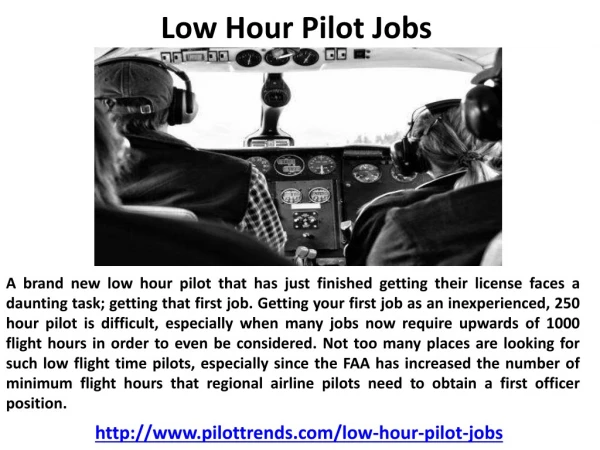 Low Hour Pilot Jobs