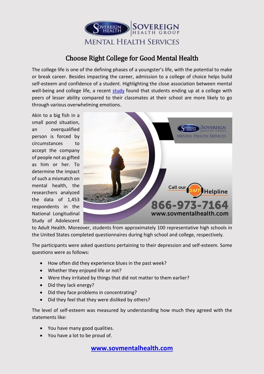 choose right college for good mental health
