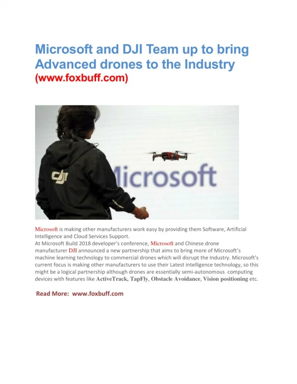 Microsoft and DJI Team up to bring Advanced drones to the Industry