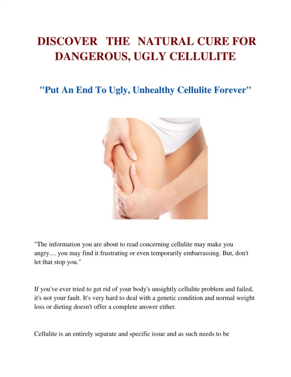 NATURAL CURE FOR CELLULITE