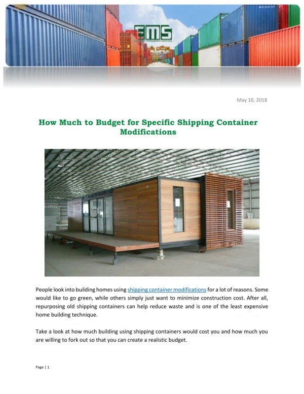How Much to Budget for Specific Shipping Container Modifications