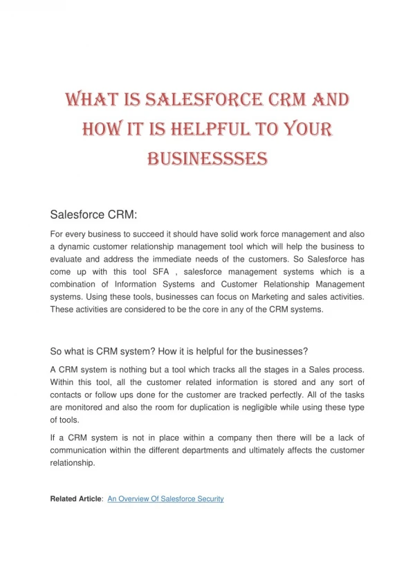 What is Salesforce CRM