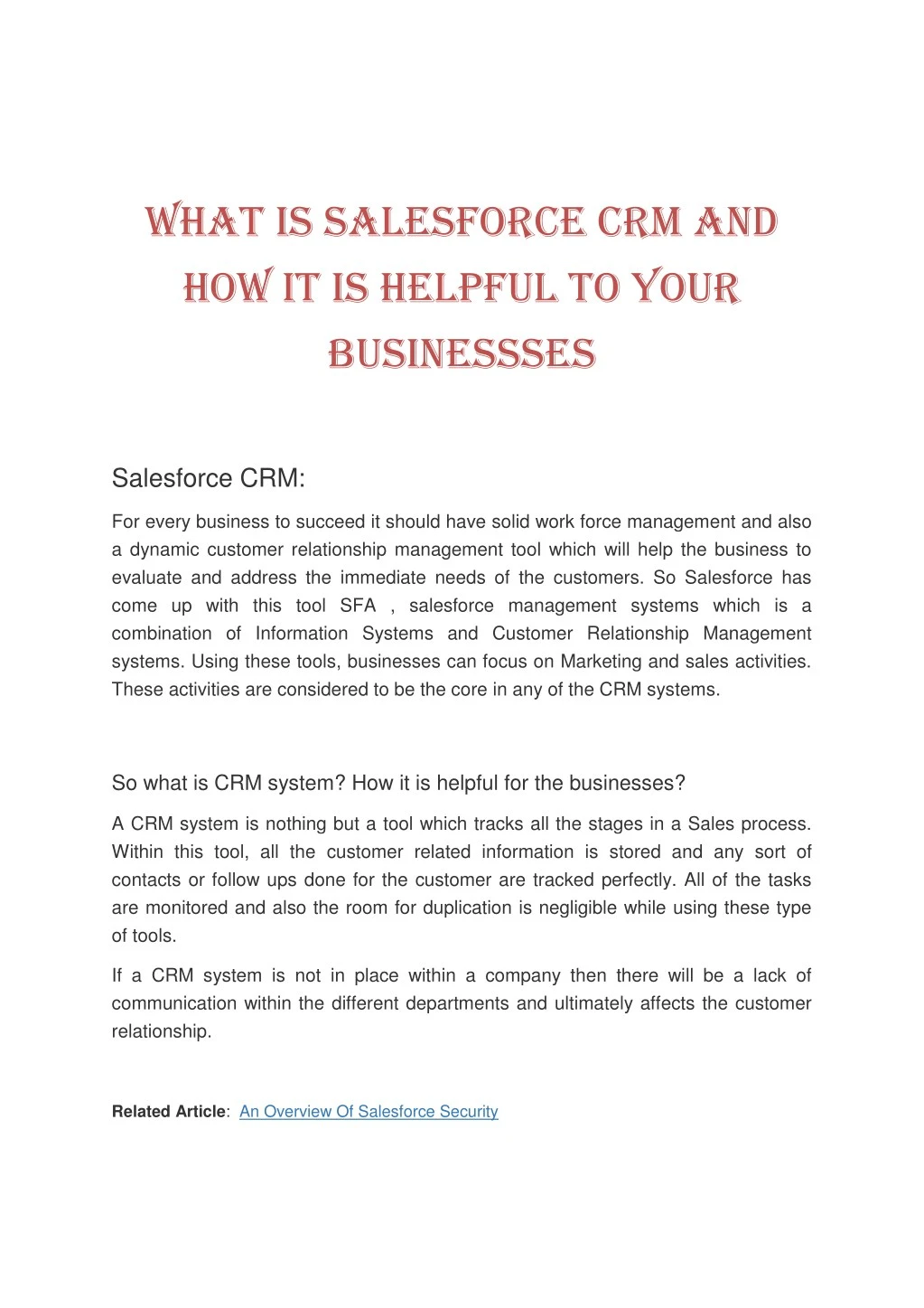 what is salesforce crm and how it is helpful