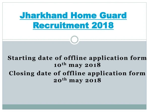 Jharkhand Home Guard Recruitment 2018