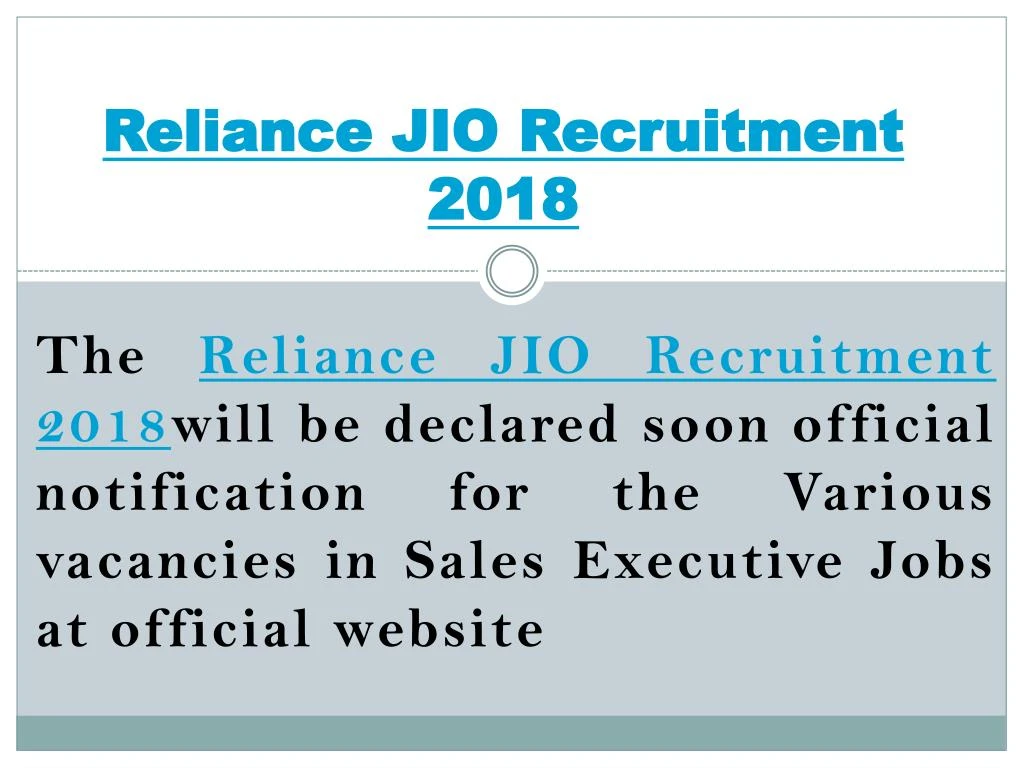 reliance jio recruitment 2018