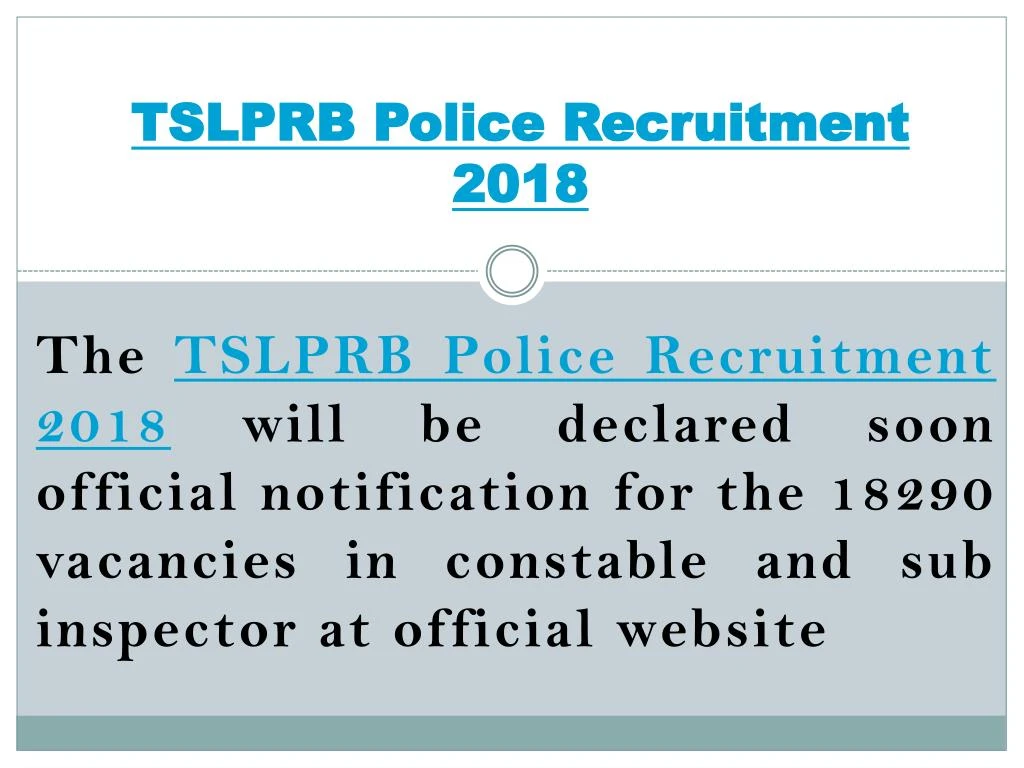 tslprb police recruitment 2018