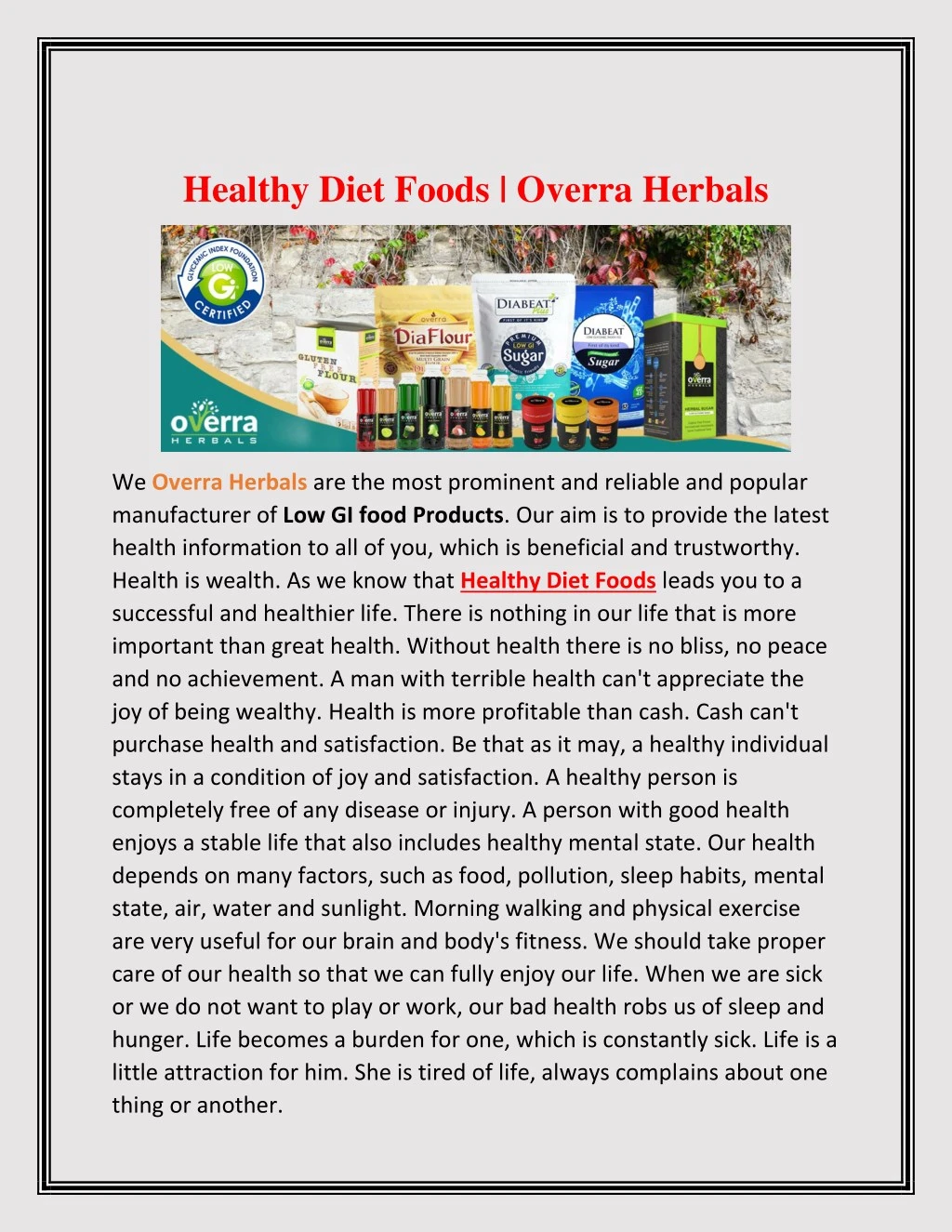 healthy diet foods overra herbals