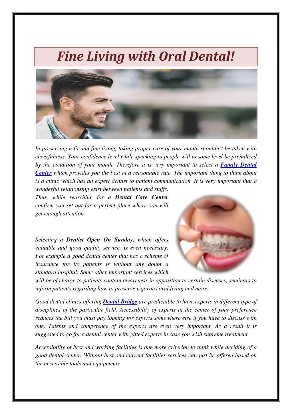 fine living with oral dental