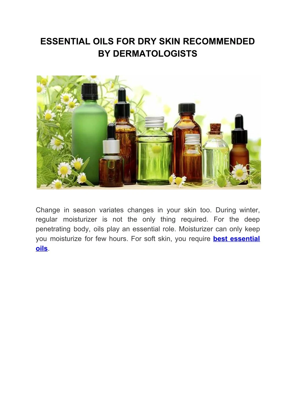 essential oils for dry skin recommended