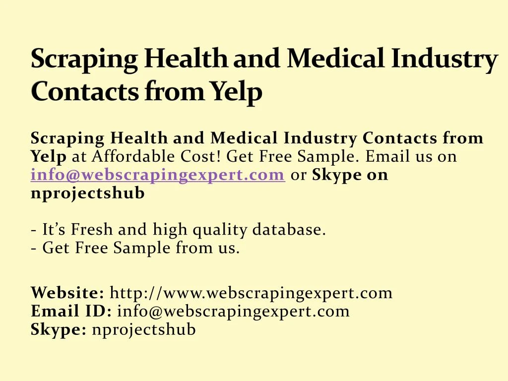 scraping health and medical industry contacts from yelp