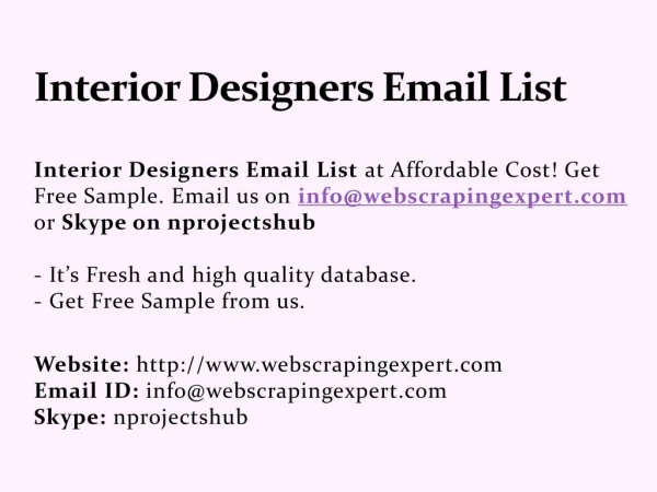 Interior Designers Email List