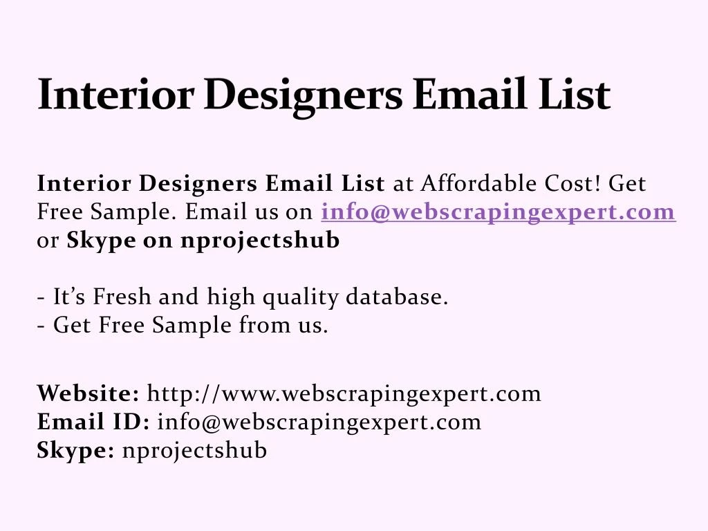 interior designers email list