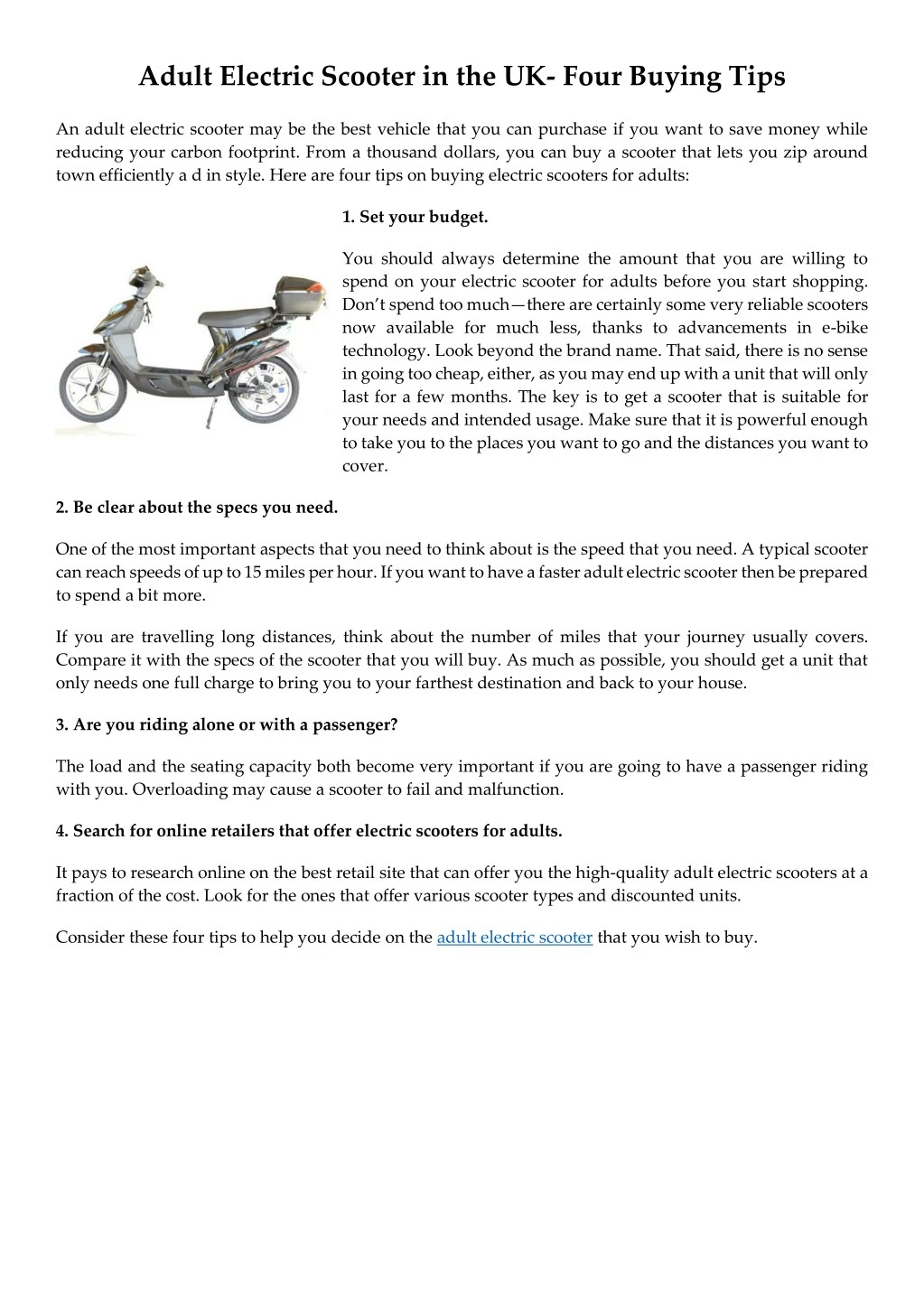 adult electric scooter in the uk four buying tips