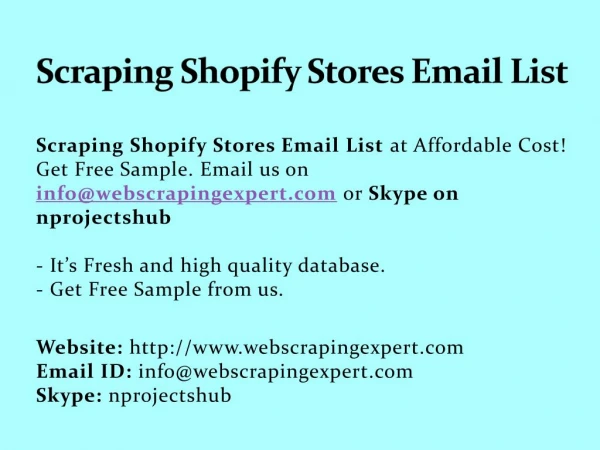 Scraping Shopify Stores Email List