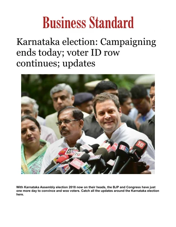 Karnataka election: Campaigning ends today; voter ID row continues; updates