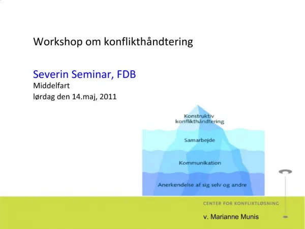 Workshop om konflikth ndtering Severin Seminar, FDB Middelfart l rdag den 14.maj, 2011