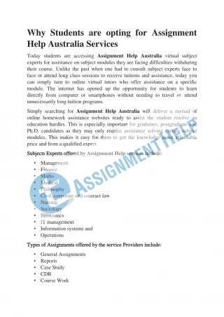 Why Students are opting for Assignment Help Australia Services - slide 1