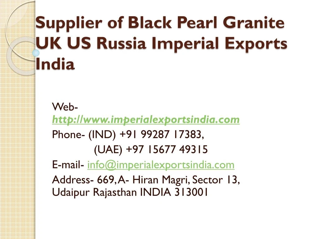 supplier of black pearl granite uk us russia imperial exports india