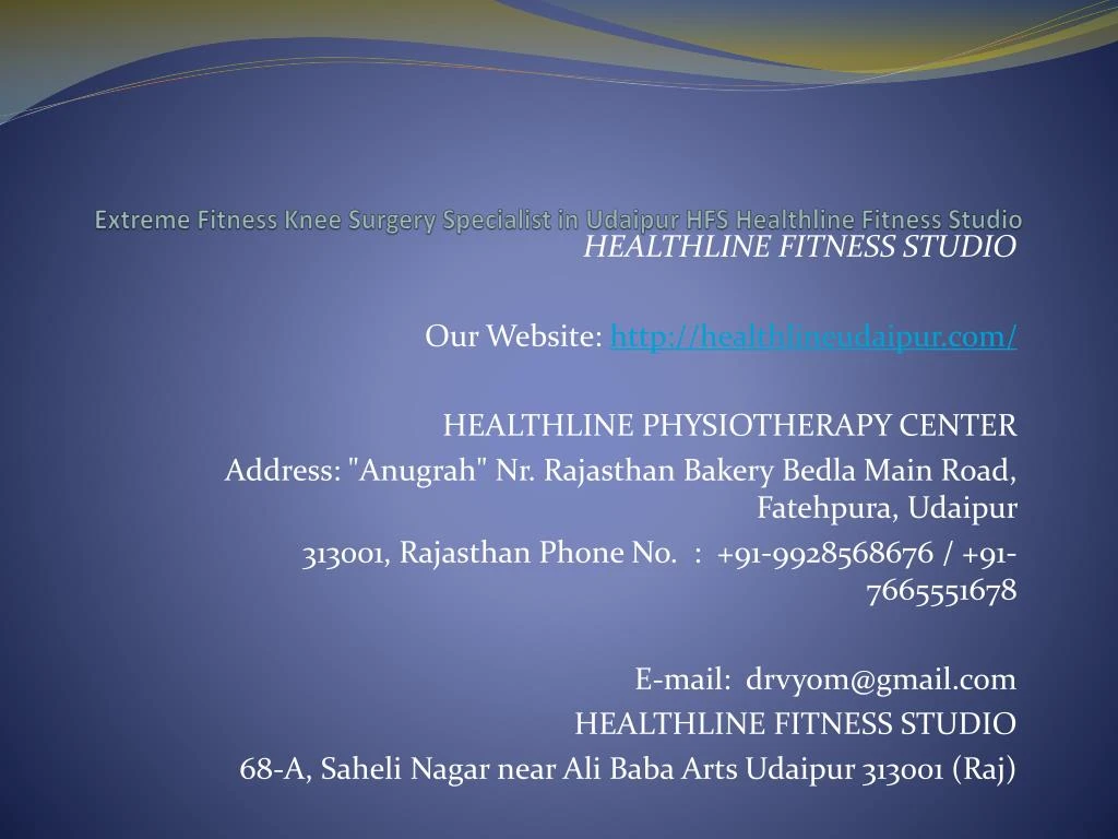 extreme fitness knee surgery specialist in udaipur hfs healthline fitness studio