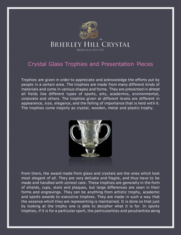 Crystal Glass Trophies and Presentation Pieces