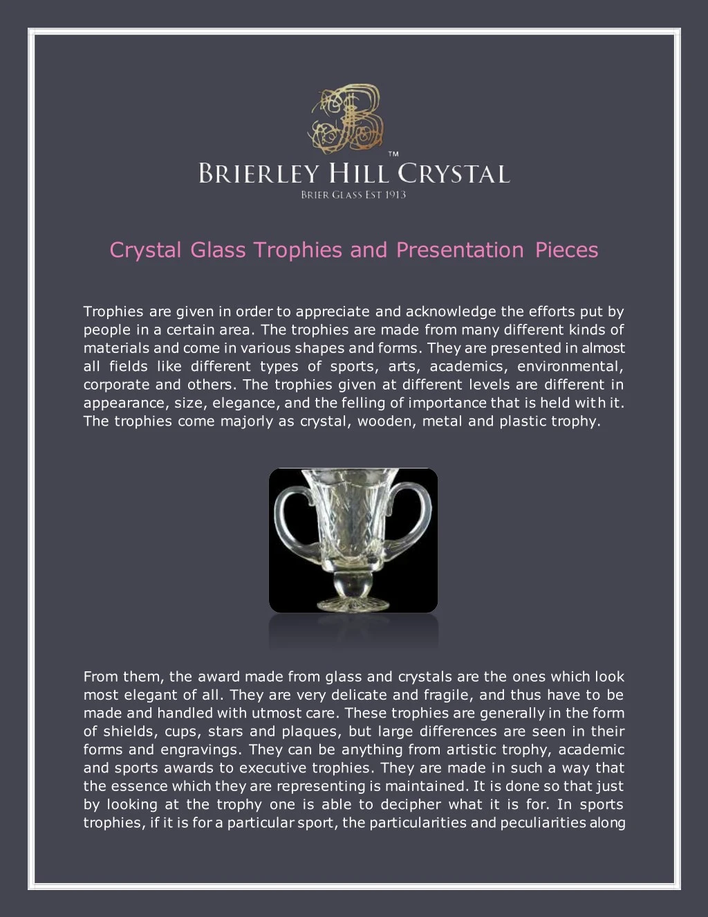 crystal glass trophies and presentation pieces