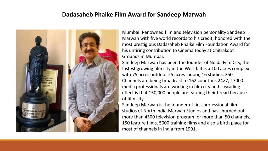 dadasaheb phalke film award for sandeep marwah