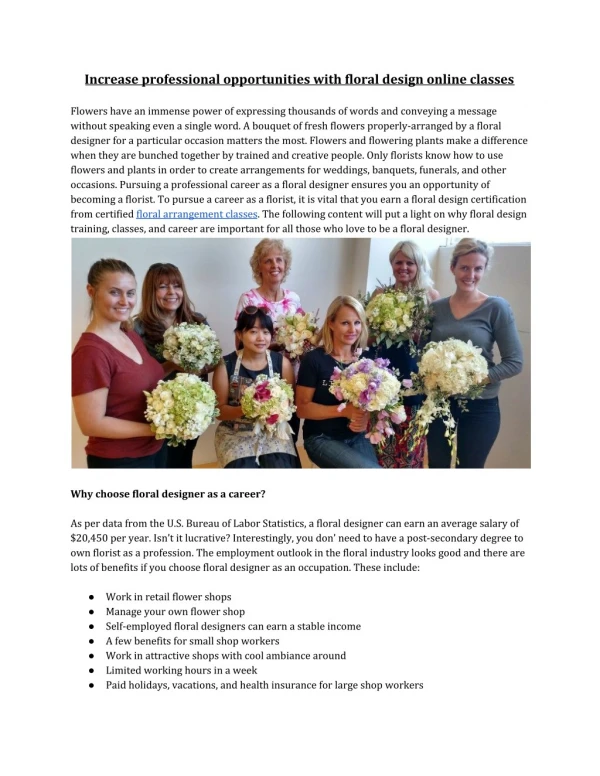 Increase professional opportunities with floral design online classes