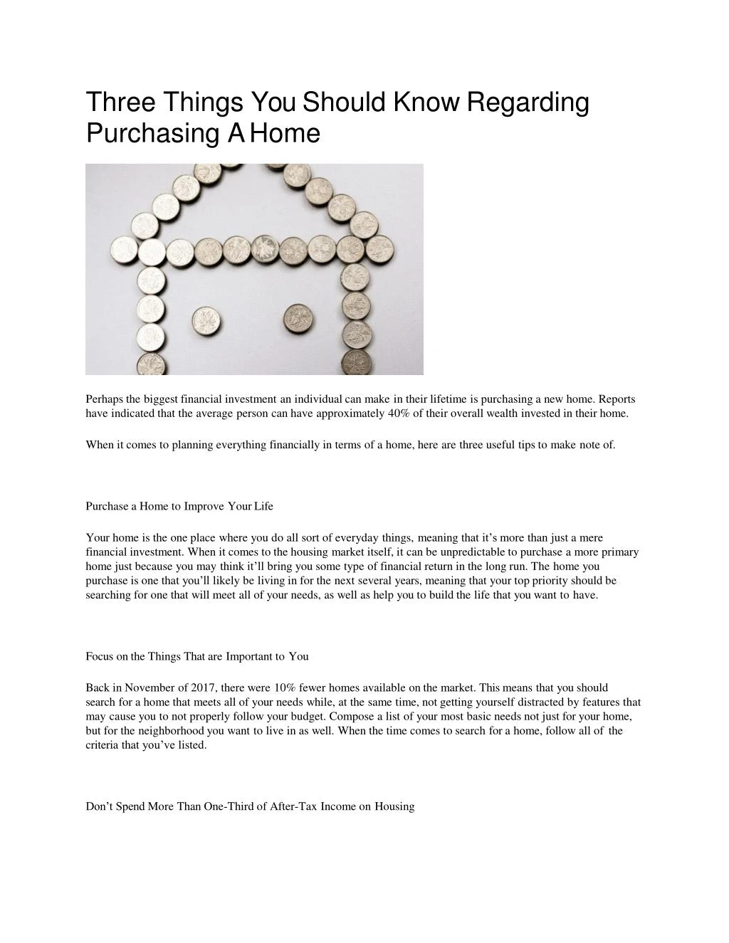 three things you should know regarding purchasing a home