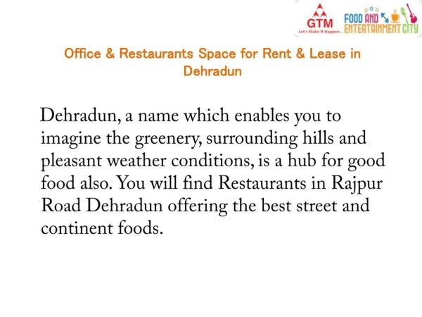 Office & Restaurants Space for Rent & Lease in Dehradun