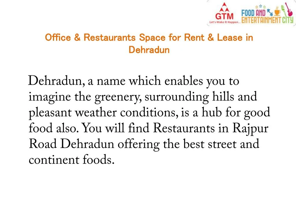 office restaurants space for rent lease in dehradun