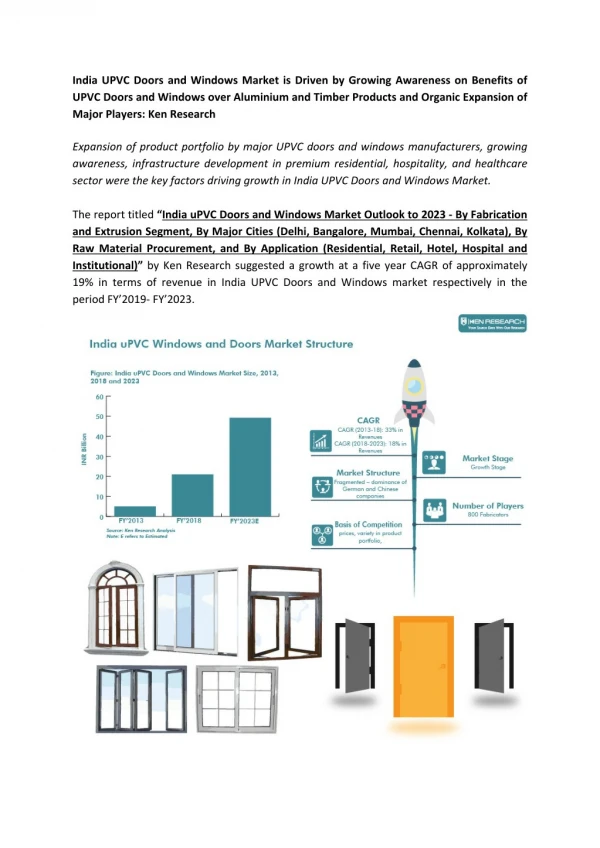 uPVC Doors Windows Extrusion Market, Profine UPVC Revenue, UPVC imports India-Ken Research