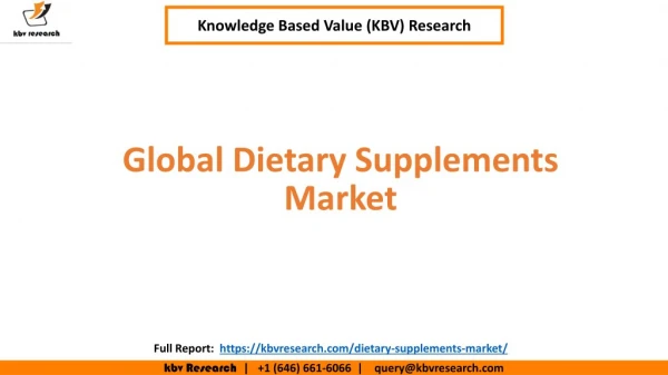 Global Dietary Supplements Market Segmentation