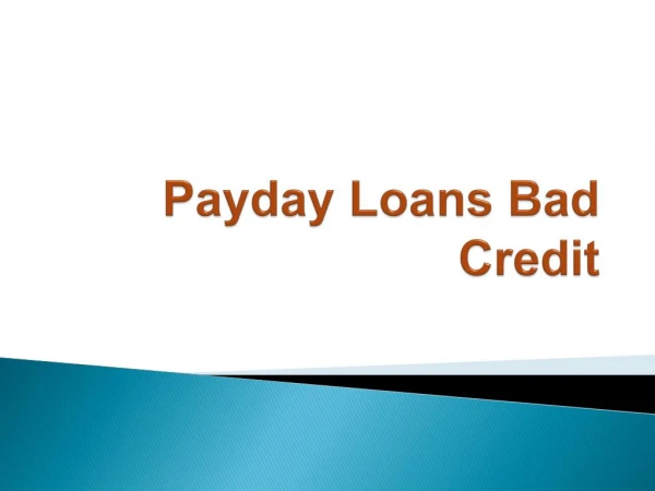 payday loans bad credit