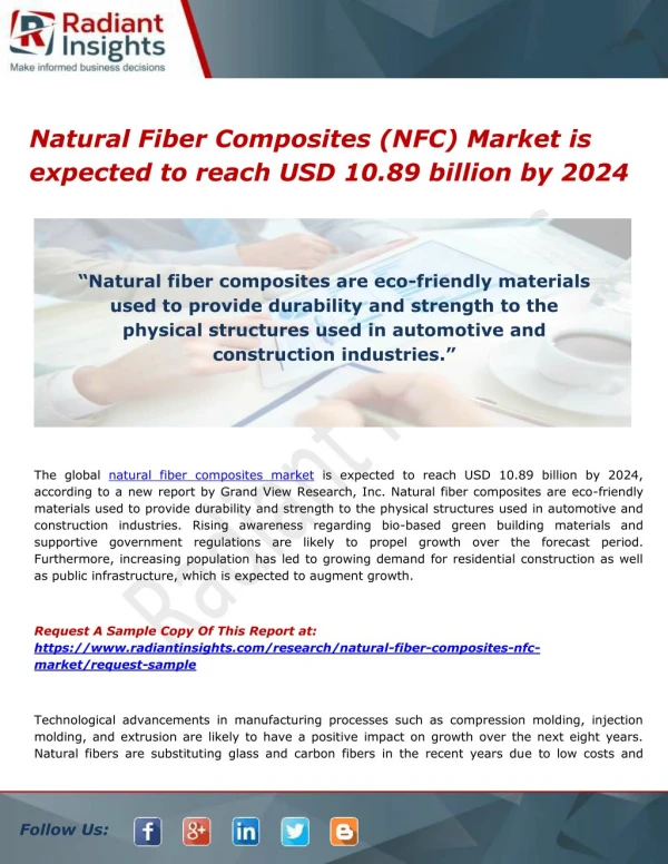 Natural Fiber Composites (NFC) Market is expected to reach USD 10.89 billion by 2024