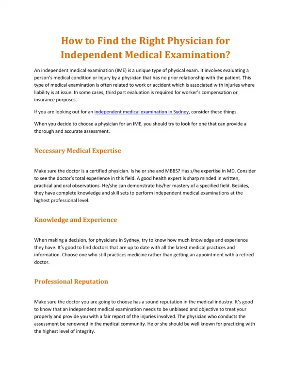 How to Find the Right Physician for Independent Medical Examination?