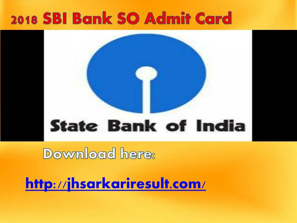 2018 sbi bank so admit card