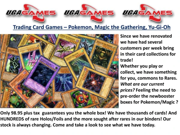 Trading Card Games – Pokemon, Magic the Gathering, Yu-Gi-Oh