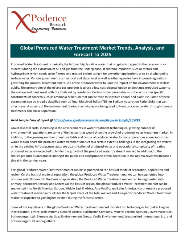 Global Produced Water Treatment Market 2018