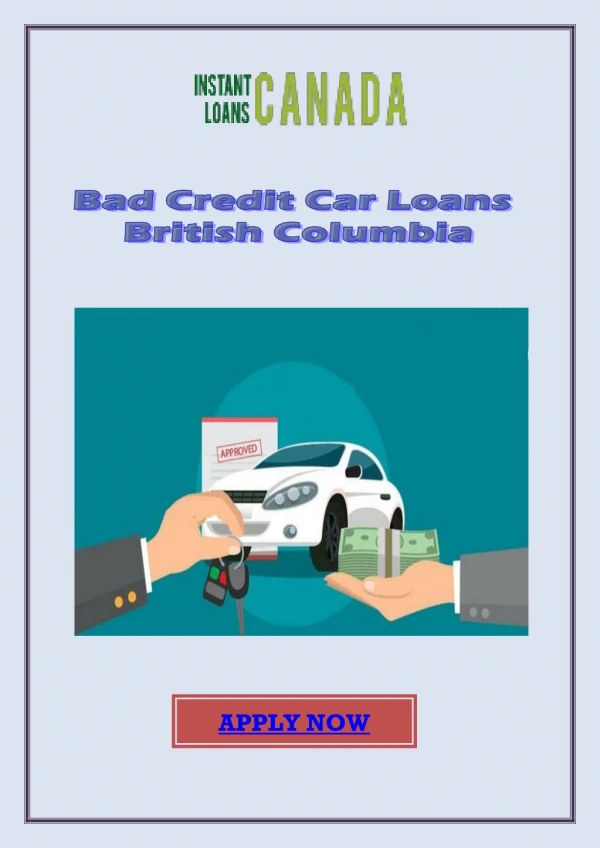 Bad Credit Car Loans British Columbia